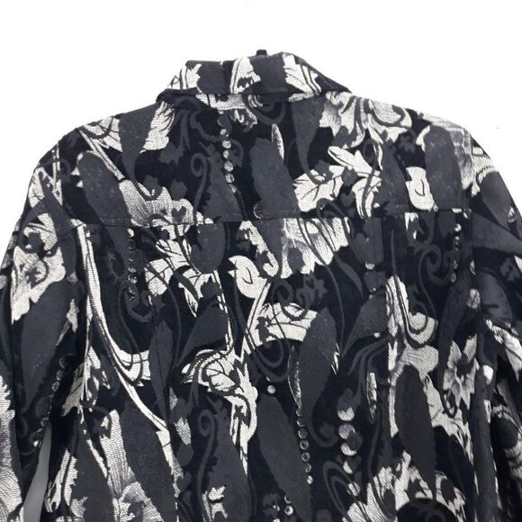 Vtg 80's‎ Chico's Blazer Jacket Shacket Jacquard Tapestry Abstract Black Size 2 - Picture 4 of 8
